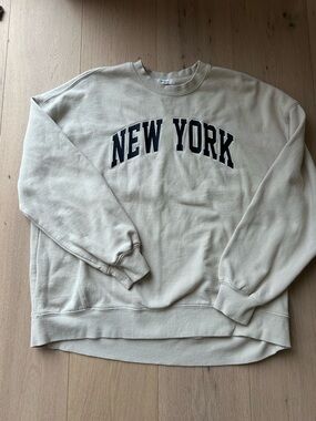 Garage Women’s Crewneck Sweater - Cream with Navy Lettering